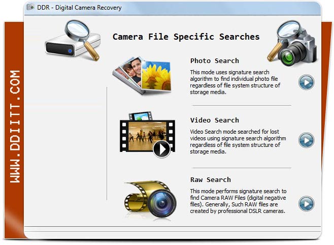 Camera file specific searches
